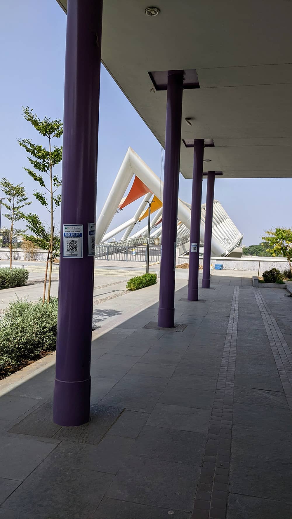 View of Atal Pedestrian Bridge from pillars near ticket window